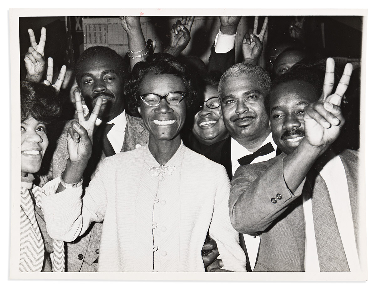 (POLITICS.) Group of 8 press photos of Shirley Chisholm.